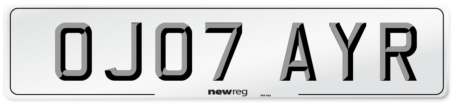 OJ07 AYR Number Plate from New Reg